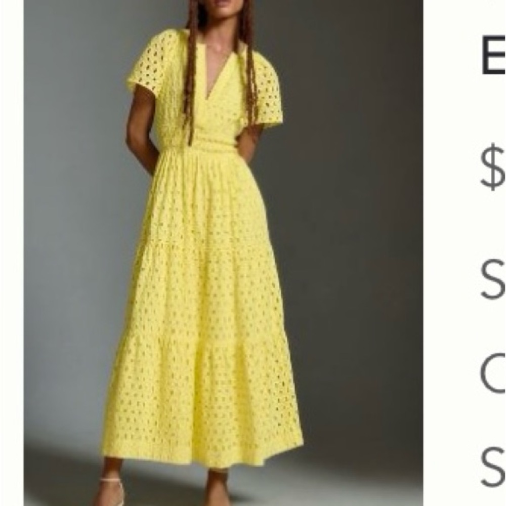 Yellow somerset dress from Anthropologie size xxs can fit xs
